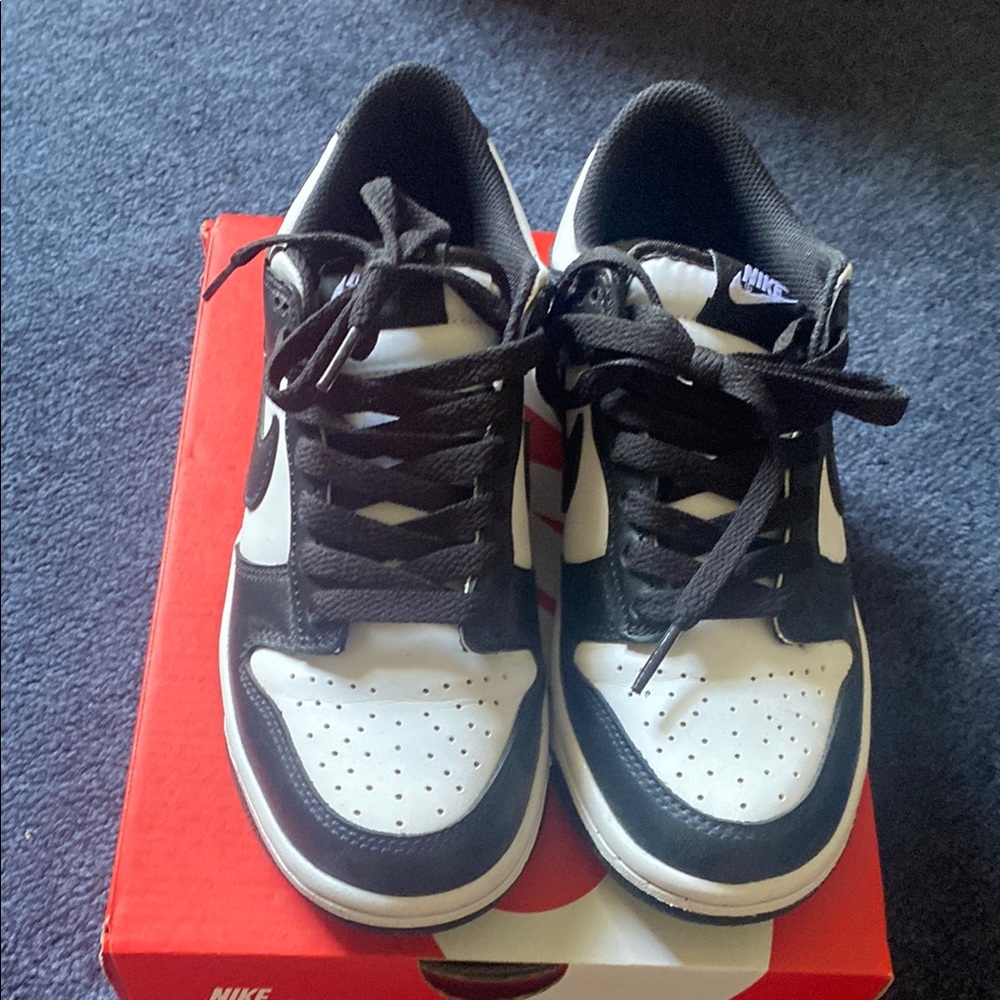 Grade School Panda Nike Dunk Low Black and White Low-Tops